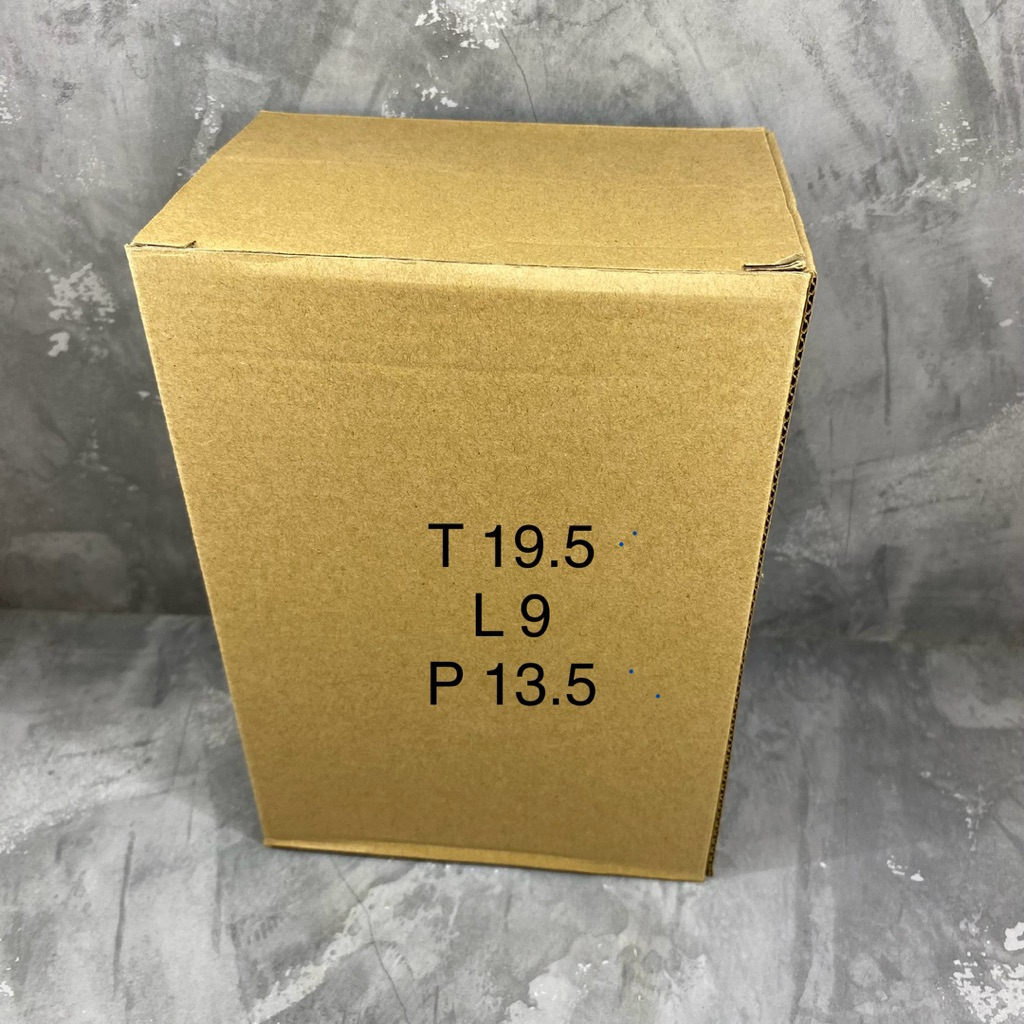 

Kardus kemasan packing ukuran T 19.5 P 13.5 T 9 cm bekas kemasan import per 10 pcs