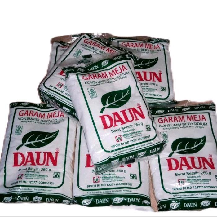 

Garam Halus Meja Beryodium Cap DAUN 250 gr asin untuk masak semua makanan