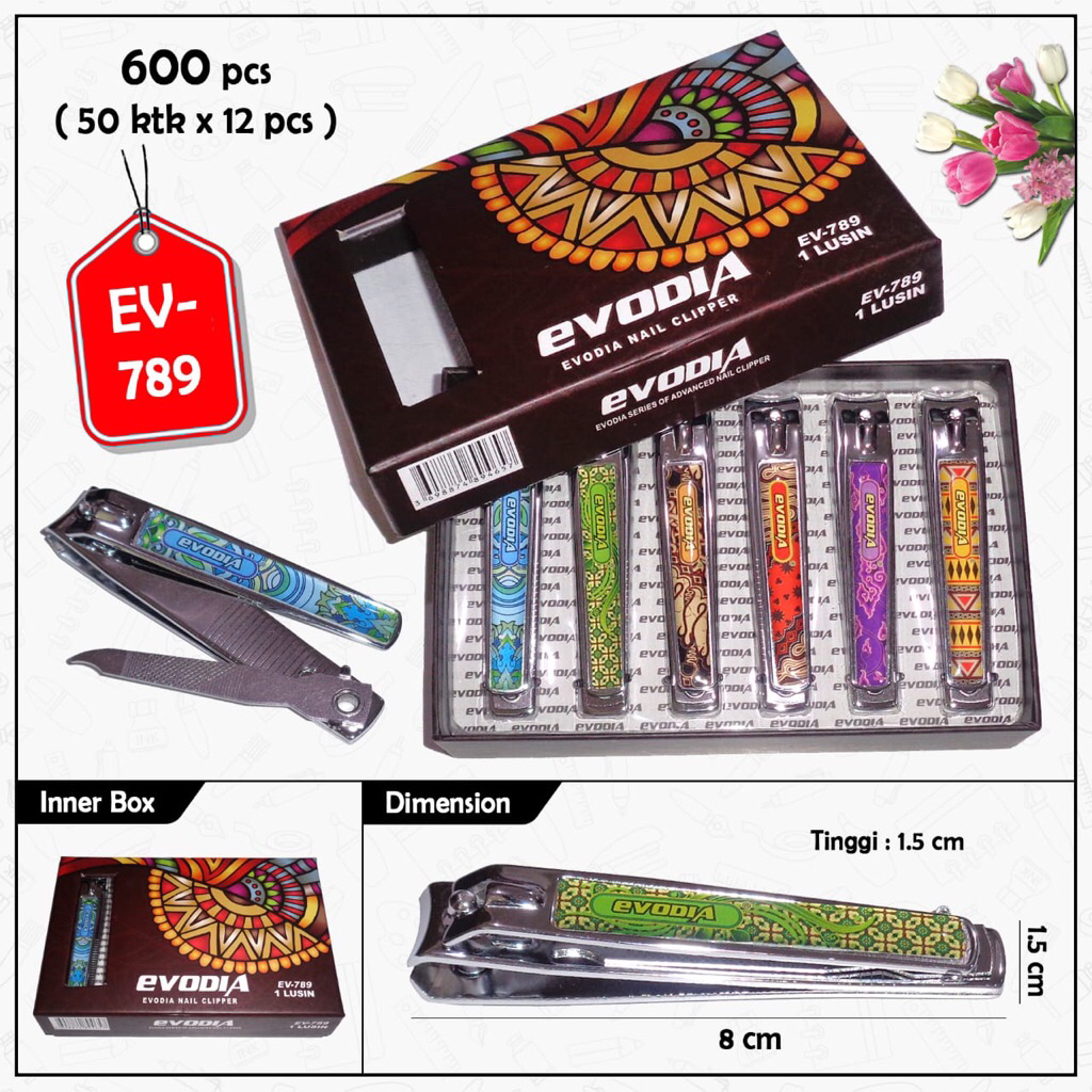 GROSIR 1Box(12pcs) EVODIA / MONTANA  Gunting Kuku Besar Motof Batik // Gunting kuku murah // gunting
