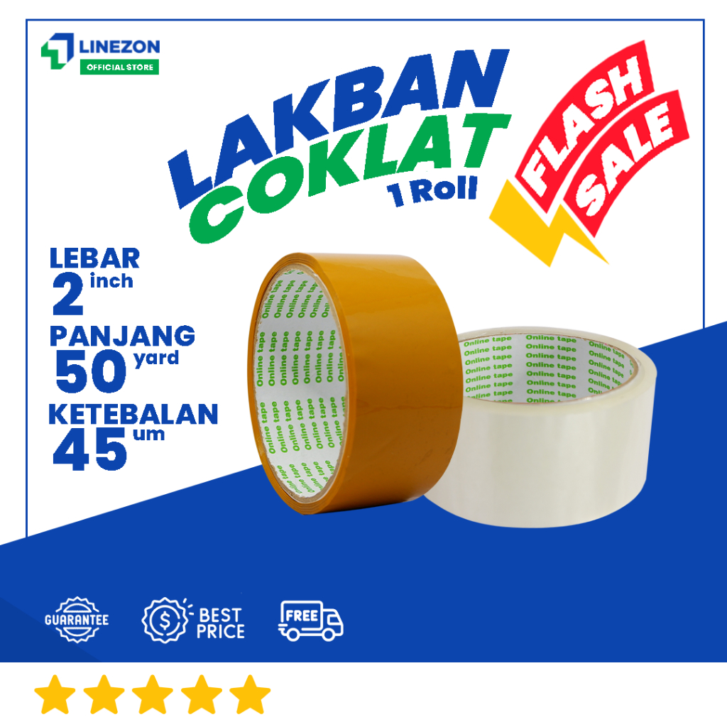 

1 Pcs Lakban Coklat FLASH SALE 50 Yard 2 Inch / Lakban isolasi Merk Online Tape Termurah