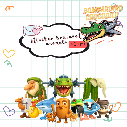 

Sticker Bombardiro Crocodilo Sticker Brainrot Anomali 40+