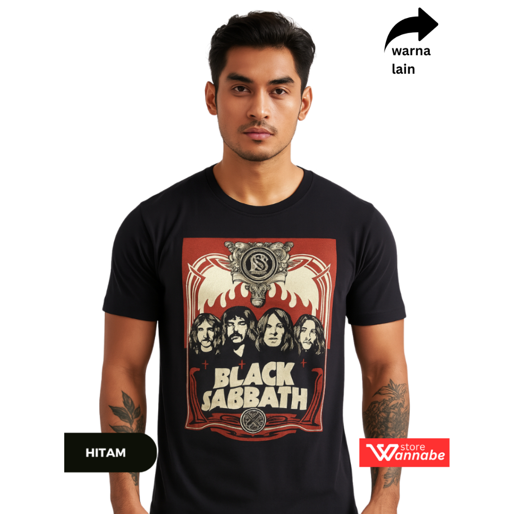 Kaos Band Black Sabbath Dewasa S–7XL Big Size Jumbo & Anak XS–XL | Baju Musik Rock Metal Couple Kelu