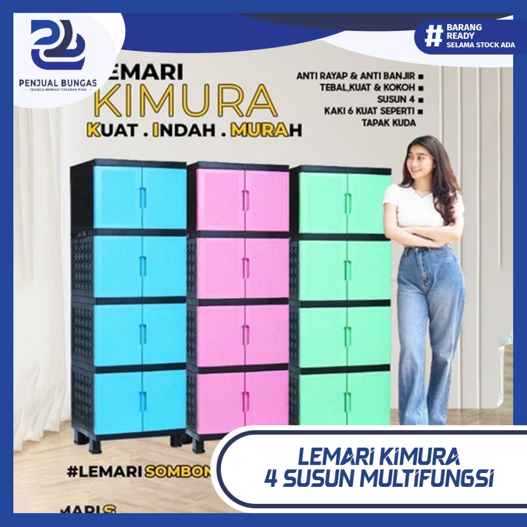 Lemari Plastik 4 Susun Kimura | LEMARI KIMURA 4 Susun Multifungsi Fawsline