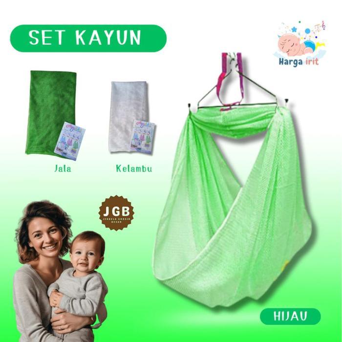 Kain Ayunan Bayi Dan Kelambu 1 set Tanpa Per - Set Ayunan Kain Bayi Anti Nyamuk Tanpa Per Gantung