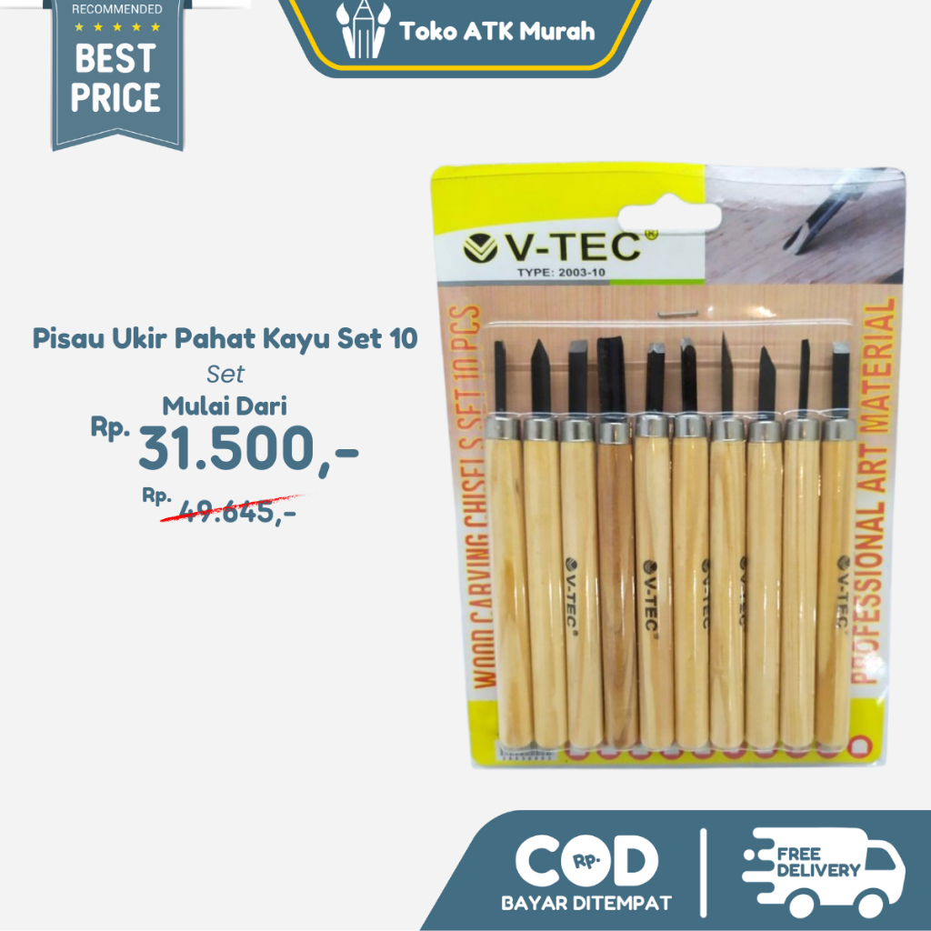 

Pisau Ukir Pahat Kayu Set 10 pcs Vtec Type 2003 - 10