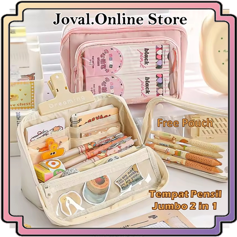 

TEMPAT PENSIL KOREA 2 IN 1 MULTI SEKAT UKURAN JUMBO TRGL /KOTAK PENSIL PENCIL CASE MULTISEKAT BESAR