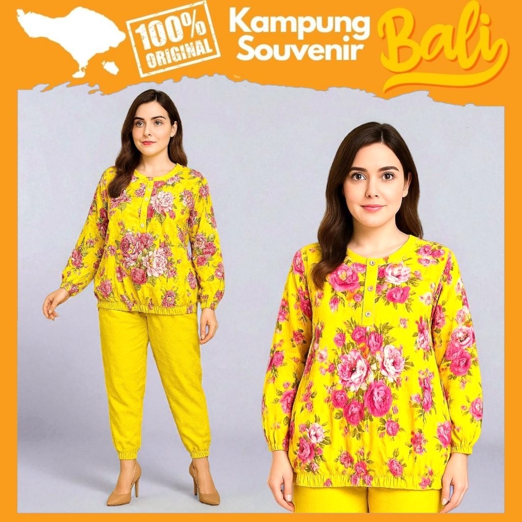 Setelan Joger Pants Wanita Rayon Adem One Set Baju Santai Oleh Oleh Khas Bali