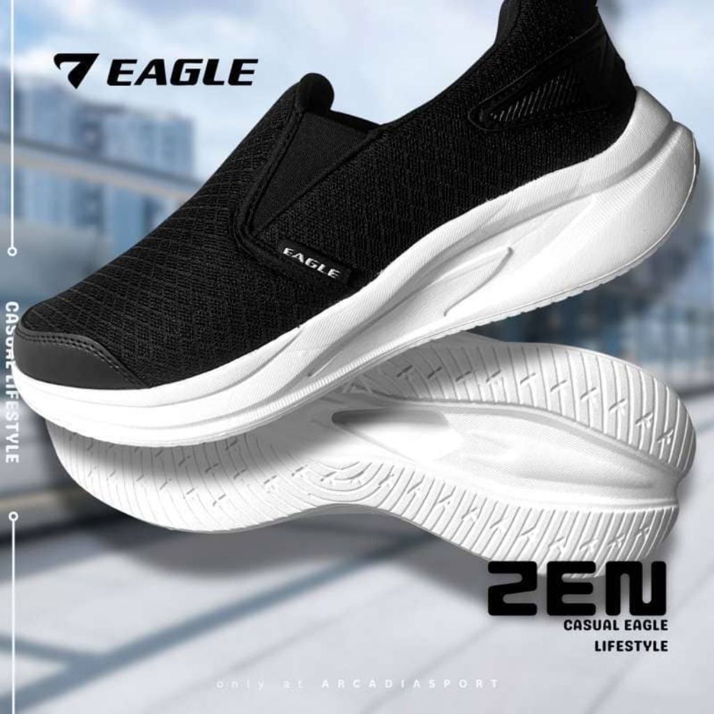 EAGLE ZEN HITAM PUTIH Sepatu Slip on Pria Terbaru