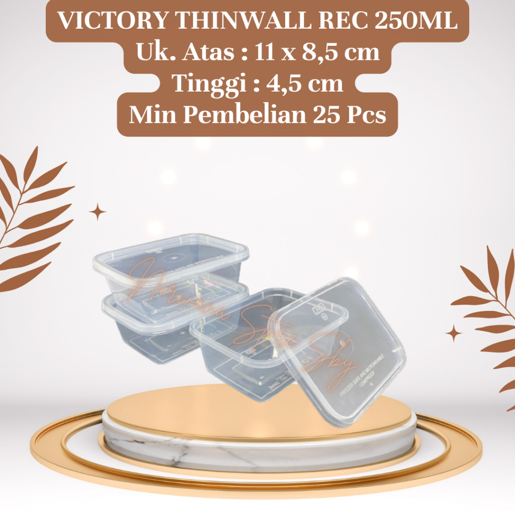 (25 Pcs) Victory Thinwall RECTANGLE 250ml / Thinwall Persegi Panjang / Kotak Makan