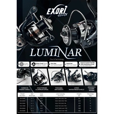 Reel exori luminar sw power handle ukuran 2000-3000 - reel pancing exori luminar