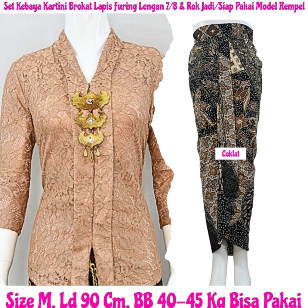 Kebaya Jadi Medan Limited Set Kebaya Kartini Brokat Lapis Furing Lengan 7/8 & Rok Kebaya Jadi/Siap P