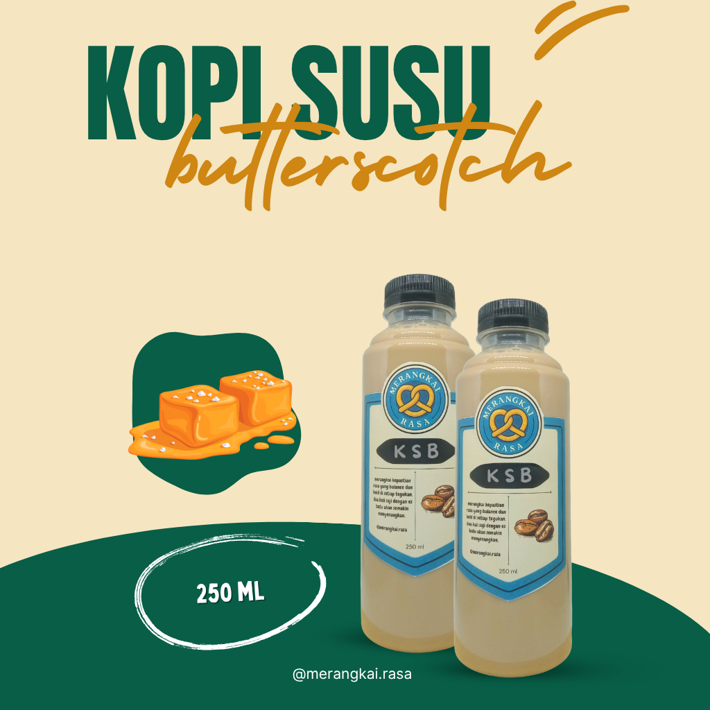 

Kopi Susu Butterscotch Arabika & Robusta - Creamy, Gurih, Manis – 250ml