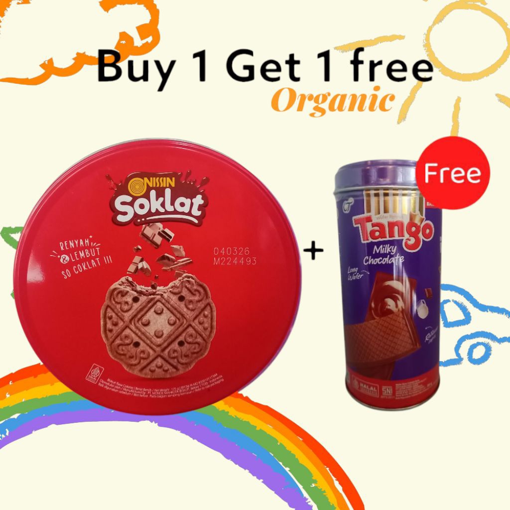 

(Buy 1 Get 1 free) NISSIN SOKLAT BISCUIT free tanggo kaleng long 50gr - jajan hajatan - parcel lebaran