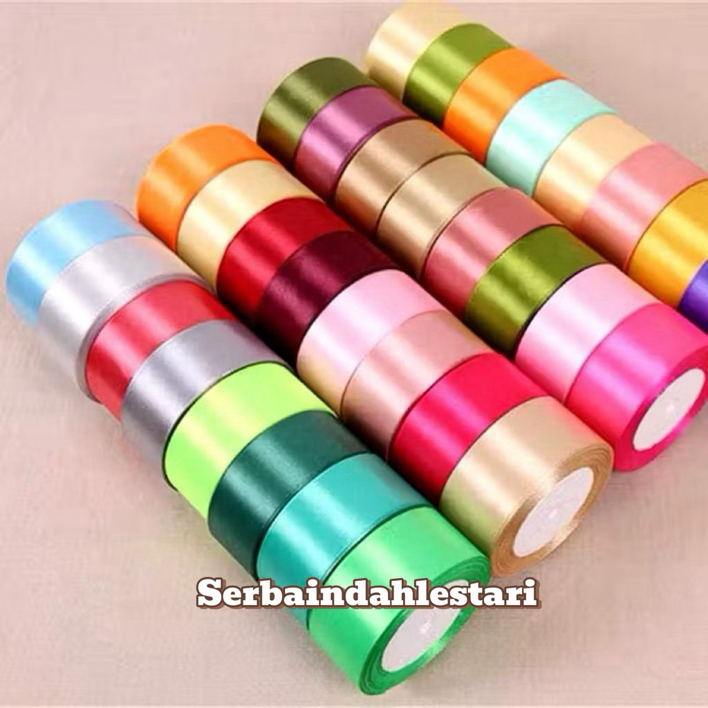

[1" / 2,5cm] Pita Satin Polos / Pita Kain Polos Warna Warni / Satin Ribbons ±18mtr