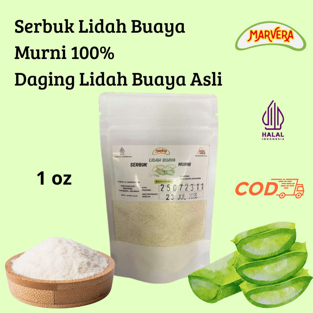 

Marvera Serbuk Lidah Buaya Murni 100% Daging Asli Lidah Buaya Tanpa Campuran