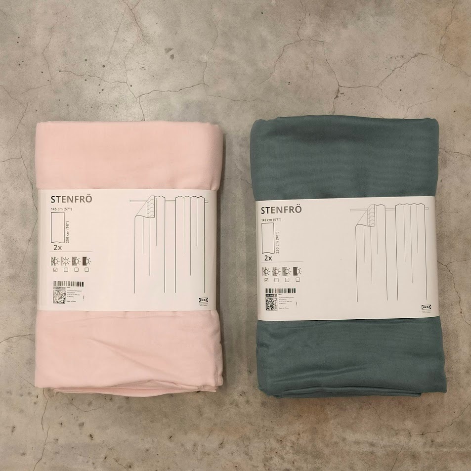 Gorden tipis / Vitrase, 1 pasang, merah muda / toska  Stenfro