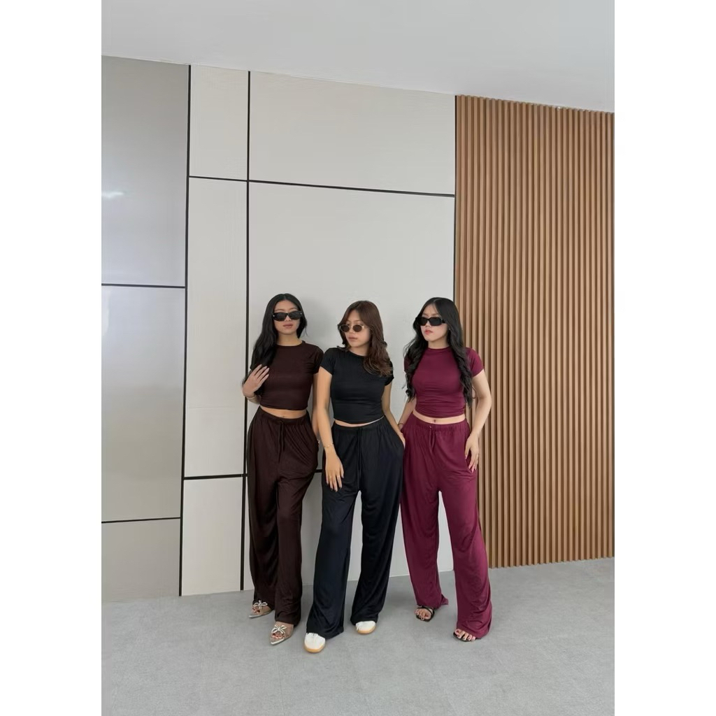 setelan crop top dan celana kulot || one set kekinian wanita || celana kulot wanita || crop top wani