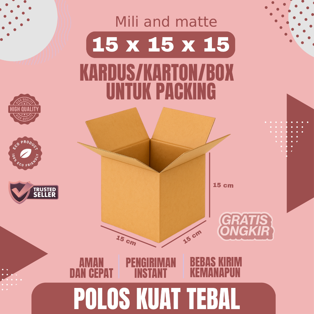 

Kardus Packing Ukuran 15x15x15 Polos Box Cogurated tebal kuat