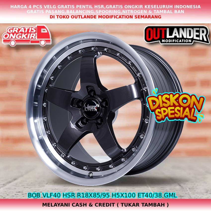 velg racing hsr velg R18 pcd 5x100 untuk mobil new veloz sienta Vw Beetle Golf dll hsr bob r18