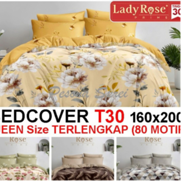 BEDCOVER LADY ROSE 160x200 Tinggi 30 / BEDCOVER LADY ROSE / BEDCOVER QUEEN