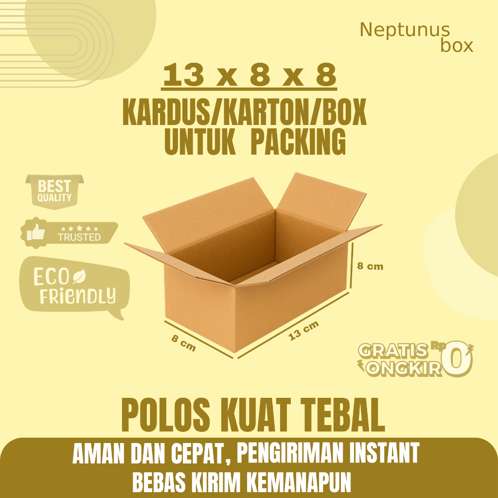 

Kardus Packing Ukuran 13x8x8 Polos Box Cogurated tebal kuat