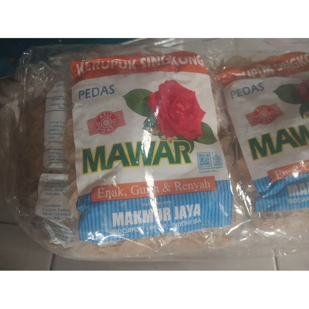 

kerupuk Mentah singkong cap mawar pedas kemasan 250g