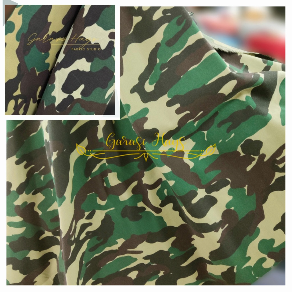 Kain Cotton Denim Army Tentara Doreng Hijau Lebar 150 cm
