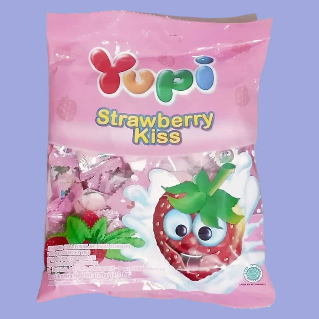 

Yupi Strawberry Kiss, Fruity Puff, Mango Kiis Permen Jelly 120 gr