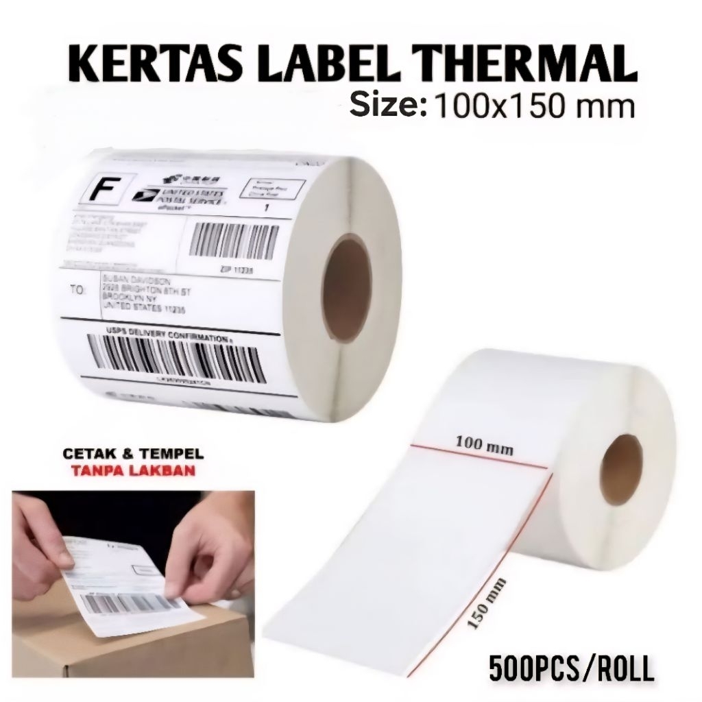 

STICKER LABEL THERMAL UKURAN100x150x500pcs alas kertas / 100x150x500