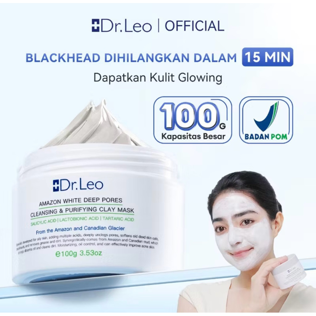 TERMURAH!!! Dr.Leo -Amazon White Deep Pores Cleansing & Purifying Clay Mask 100g Eksfoliasi Wajah Pe