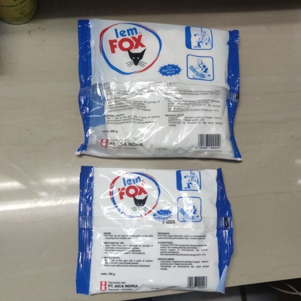 

LEM PUTIH FOX REFILL PVAC 350 600 GRAM /1 BUNGKUS
