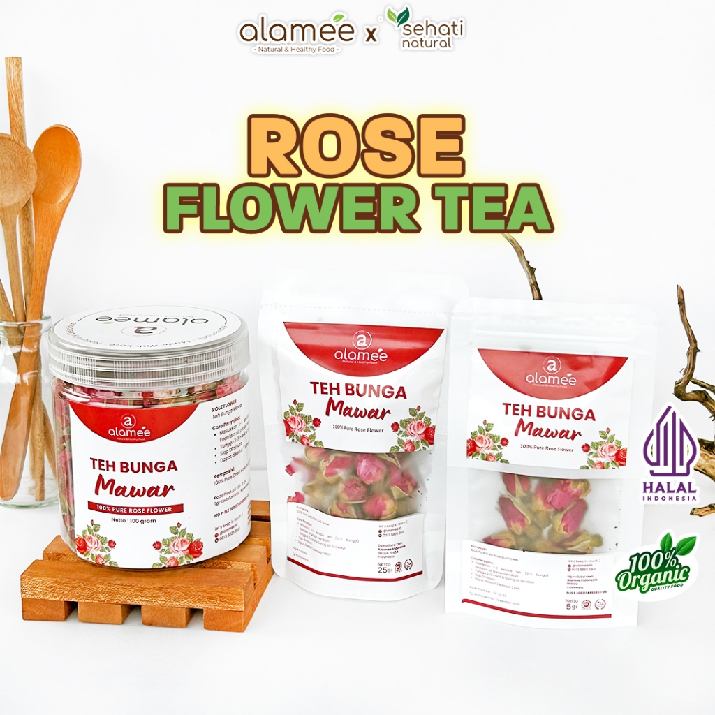 

Teh Bunga Mawar Rose Flower Flower Tea Organik Kering Dried Minuman Herbal Sehat Alami Asli 25 Gr