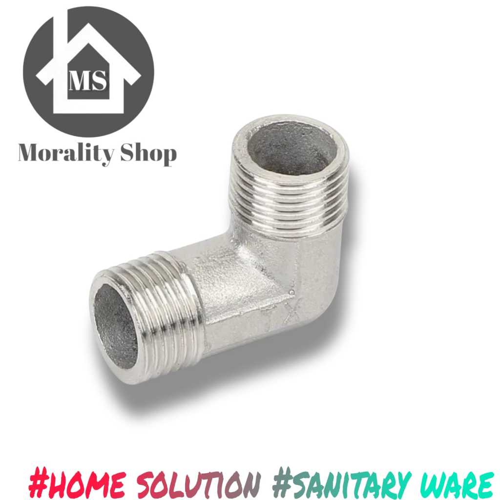 spare part pipa kran air fitting shower drat luar knie elbow L stainless 1/2 inch E11