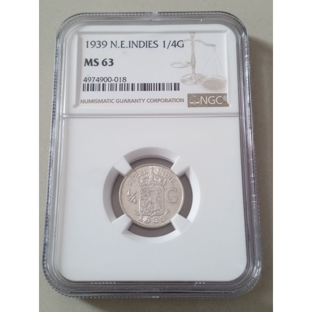 NGC MS 63 1/4 Gulden N.E INDIES thn 1939