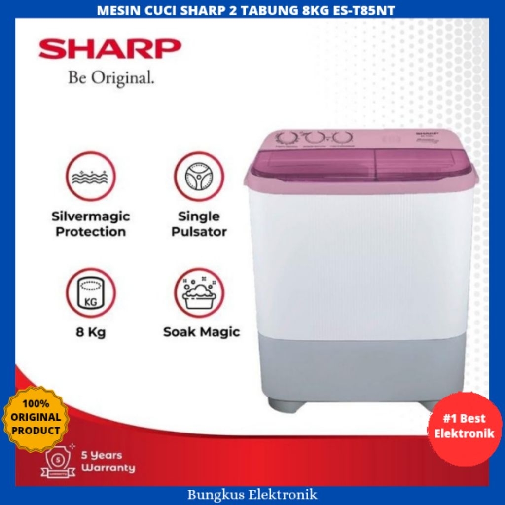MESIN CUCI SHARP 2TABUNG 8KG ES-T85NT MESIN CUCI SHARP 2TABUNG 8KG