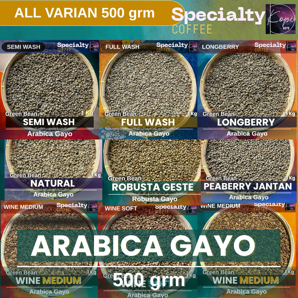

Green Bean Arabica Robusta Kopi Gayo Aceh Arabica 500 grm