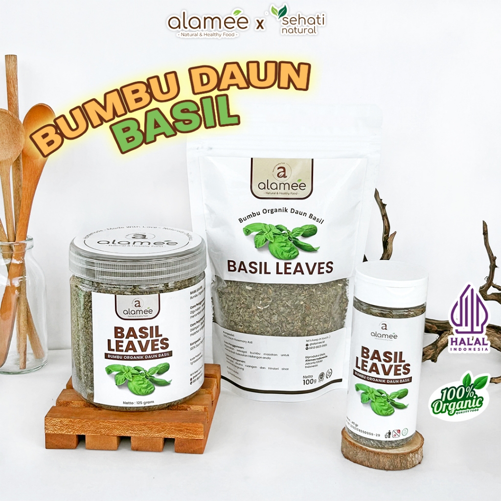 

ALAMEE Daun Basil Kering Dried Leaf Rempah Rimpang Murni Asli Tanpa Campuran Bumbu Organik Alami 50g