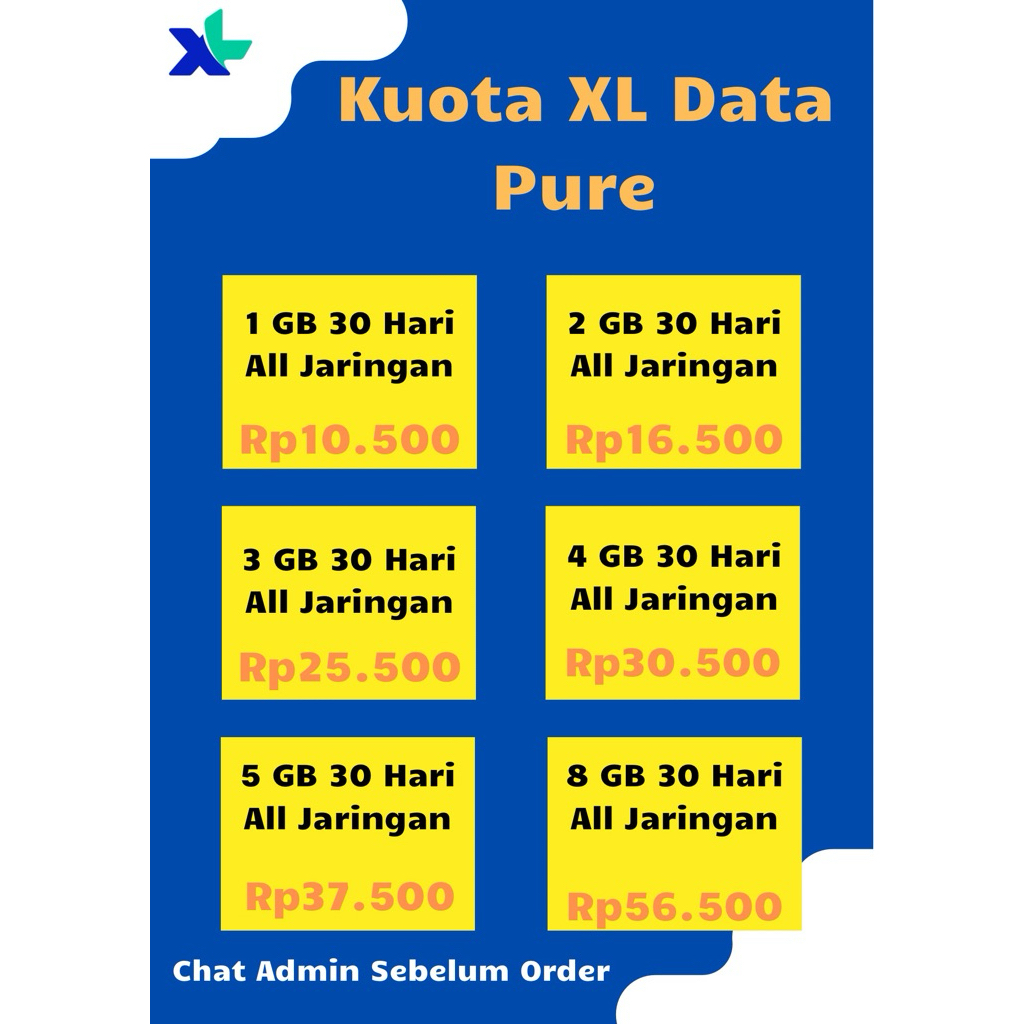 Kuota XL Data Pure 30 Hari
