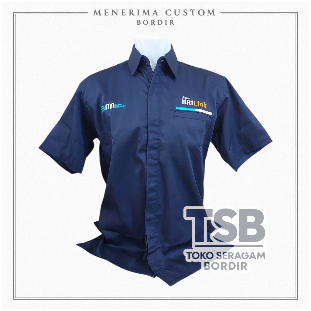 Kemeja Bumn Agen BRI Link Seragam Bumn Agen BRILINK Pria Wanita Bordir Komputer