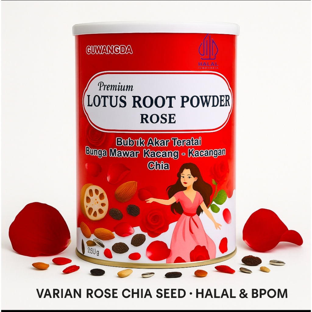 

GUWANGDA - OUFEN LOTUS ROOT POWDER COLLAGEN 500G - BUBUR AKAR TERATAI ROSE COLLAGEN - RED ROSE ALMOND