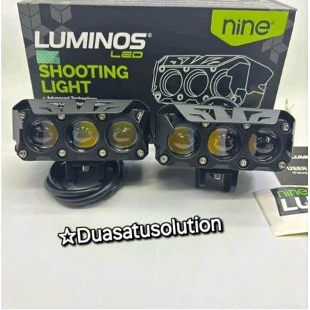 LAMPU LED TEMBAK LASER 3 MATA LUMINOSLED Q9 Q9PROHi LOW MOBIL MOTOR 2 WARNA SUPER TERANG
