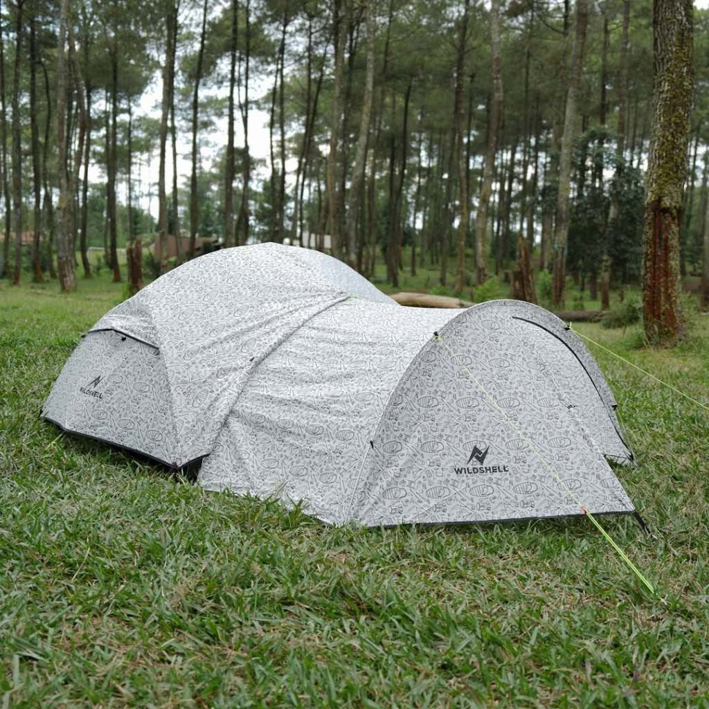 TENDA CAMPING WILDSHELL SEMBALUN 2 PATTERN INCLUDE FOOTPRINT KAPASITAS 2-3 ORANG ALUMUNIUM ALLOY PU 