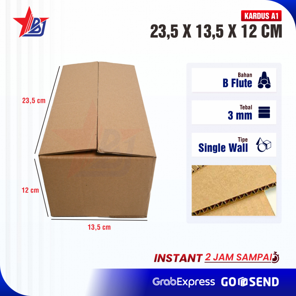 

[GOSEND] 23.5 x 13.5 x 12 cm I B FLUTE I KARDUS I CORRUGATED BOX I PACKING | PACKAGING