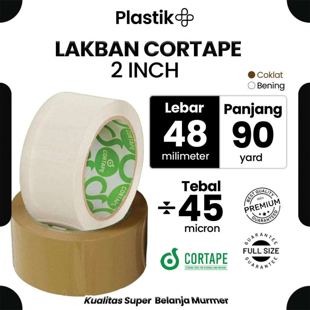

Lakban Cortape Bening dan Coklat 2inch 48mm x 90yard Plakban / Selotip Harga Satuan Spek. Daimaru