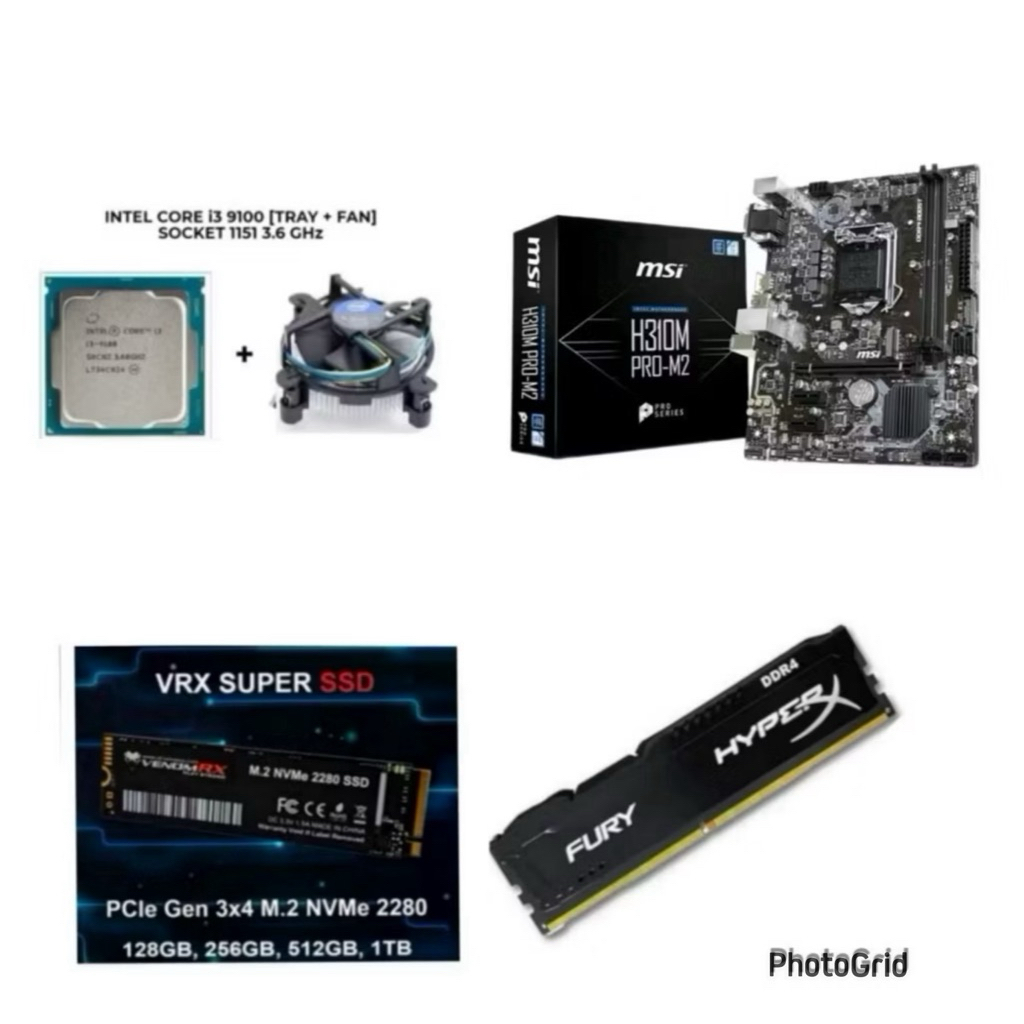 Paket Processor Intel Core i3 9100 Gen 9 LGA 1151 DDR4 NVME H310