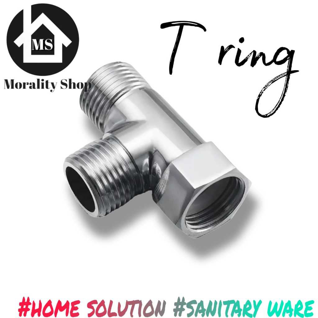 spare part sambungan kran pipa air 1/2 inch fitting shower kloset T ring putar stainless 1005