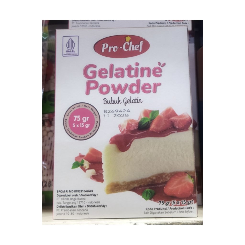 

PRO CHEF GELATIN POWDER 75GR EXP 2028