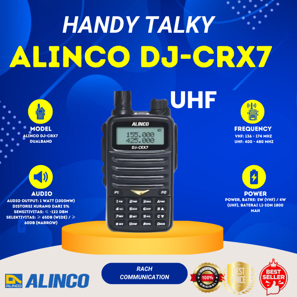 HT ALINCO DJ-CRX7 DUALBAND - HT ALINCO DJ CRX 7 VHF / UHF ORIGINAL