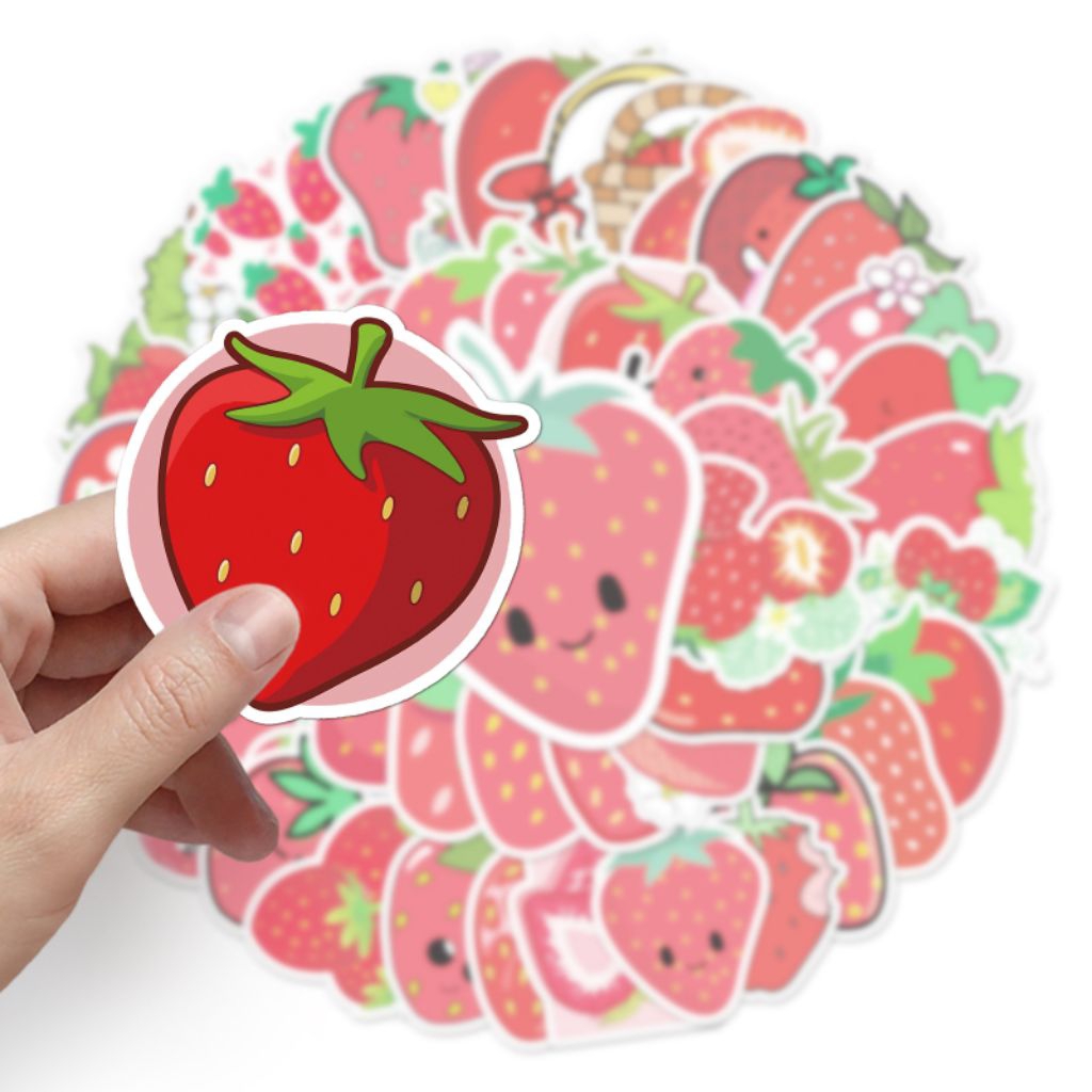 

[50 Pcs] DECO STICKER | STICKER DIY | JURNAL AESTHETIC [DS-114] STRAWBERRY FRUITS BUAH-BUAHAN SAYURAN Sticker Koper, HP Laptop Tumbler Komputer