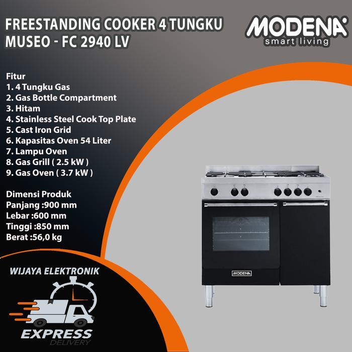 MODENA FC 2940 LV - Kompor Freestanding Modena 4 tungku With Big Capacity oven Garansi Resmi / Kompo